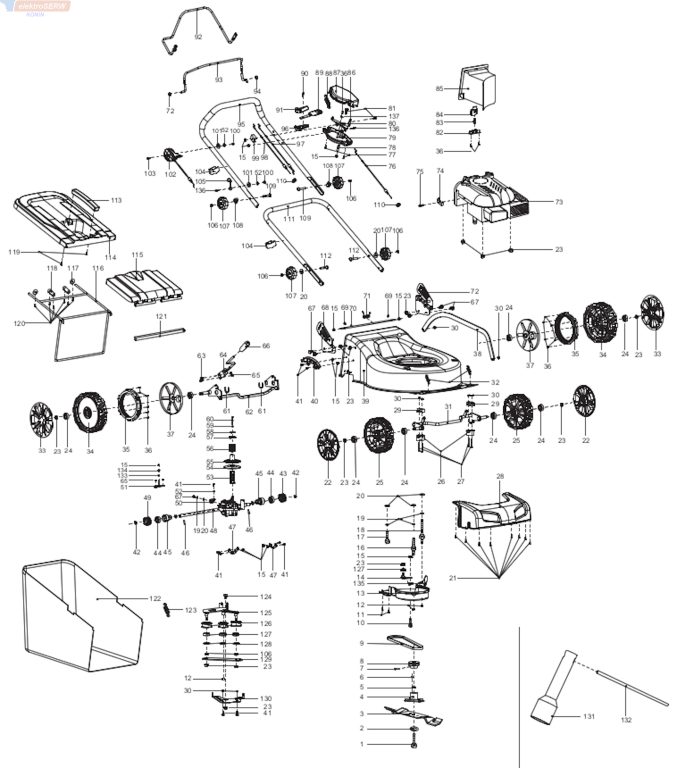 Makita schemat i lista części do kosiarki spalinowej PLM4612