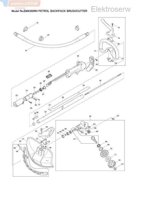 Makita schemat i spis części do kosy / podkaszarki spalinowej EM4350RH