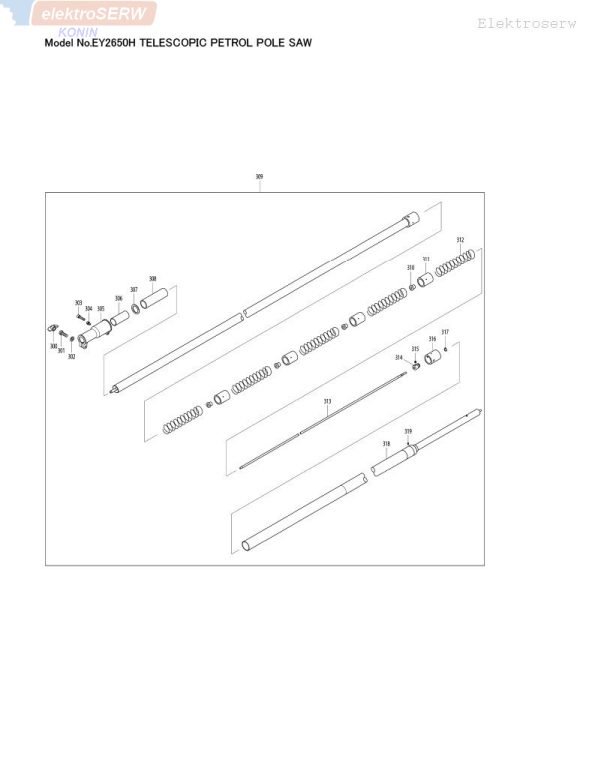 Makita schemat i lista części do spalinowej piły / pilarki łańcuchowej EY2650H