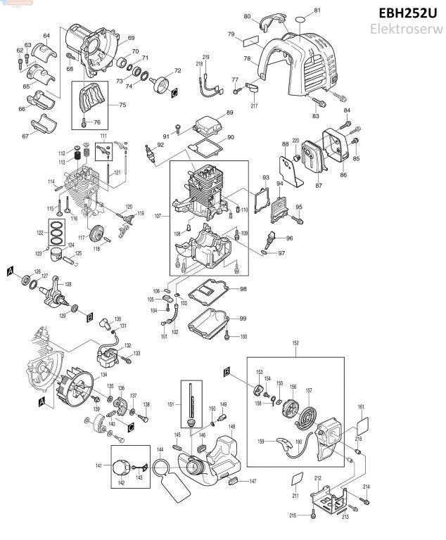 Makita schemat i lista części do podkaszarki spalinowej EBH252U