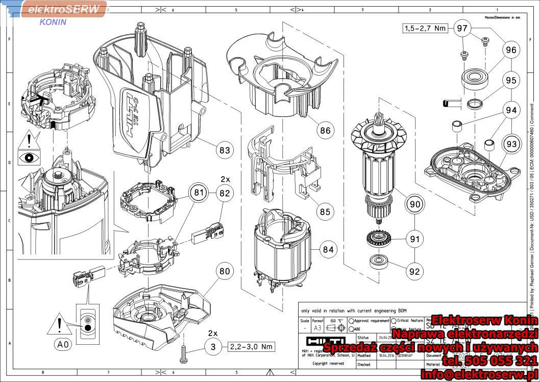 mhtページ Zestaw kół zębatych TE 7 / TE 16 Hilti Młotowiertarka SDS Plus TE