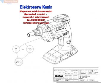 Hilti części zamienne do wkrętarki akumulatorowej SD 5000-A22 329760
