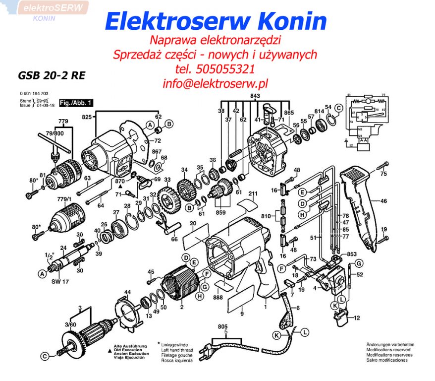 Bosch przekładnia odboczkowa do wiertarki udarowej GSB 22-2 RE