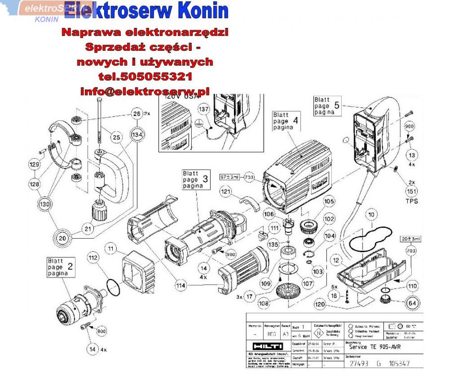 Hilti przekładnia zębatkowa do młota udarowego TE 905, 905-AVR