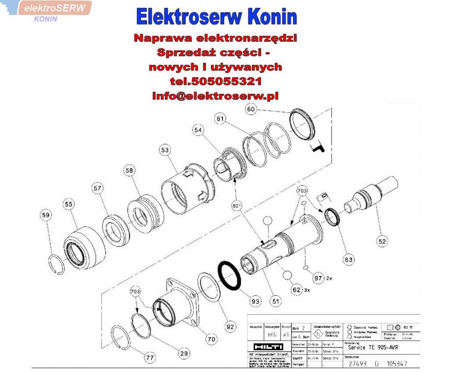 Hilti przekładnia zębatkowa do młota udarowego TE 905, 905-AVR