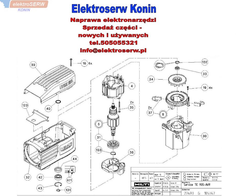 Hilti przekładnia zębatkowa do młota udarowego TE 905, 905-AVR