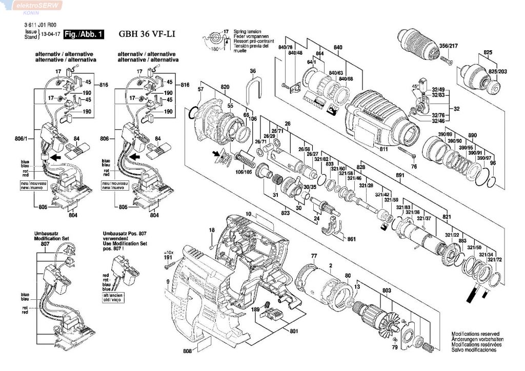 BOSCH szczotki do GBH 36 V-LI , 11536 VSR, GBH 36 VF-LI
