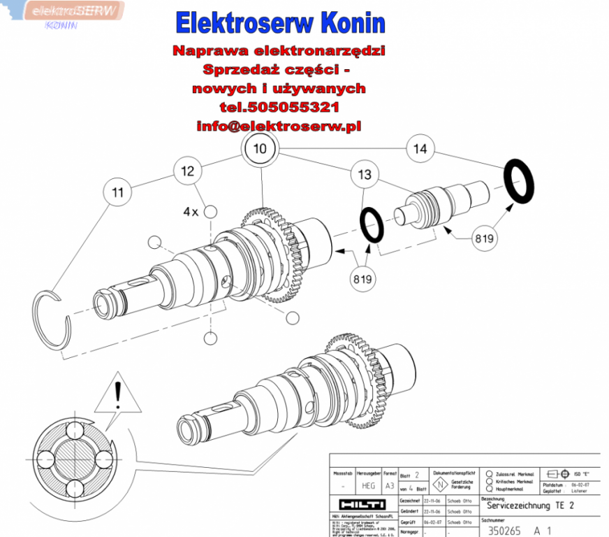Hilti wirnik do wiertarki TE2 TE 2M TE 2S