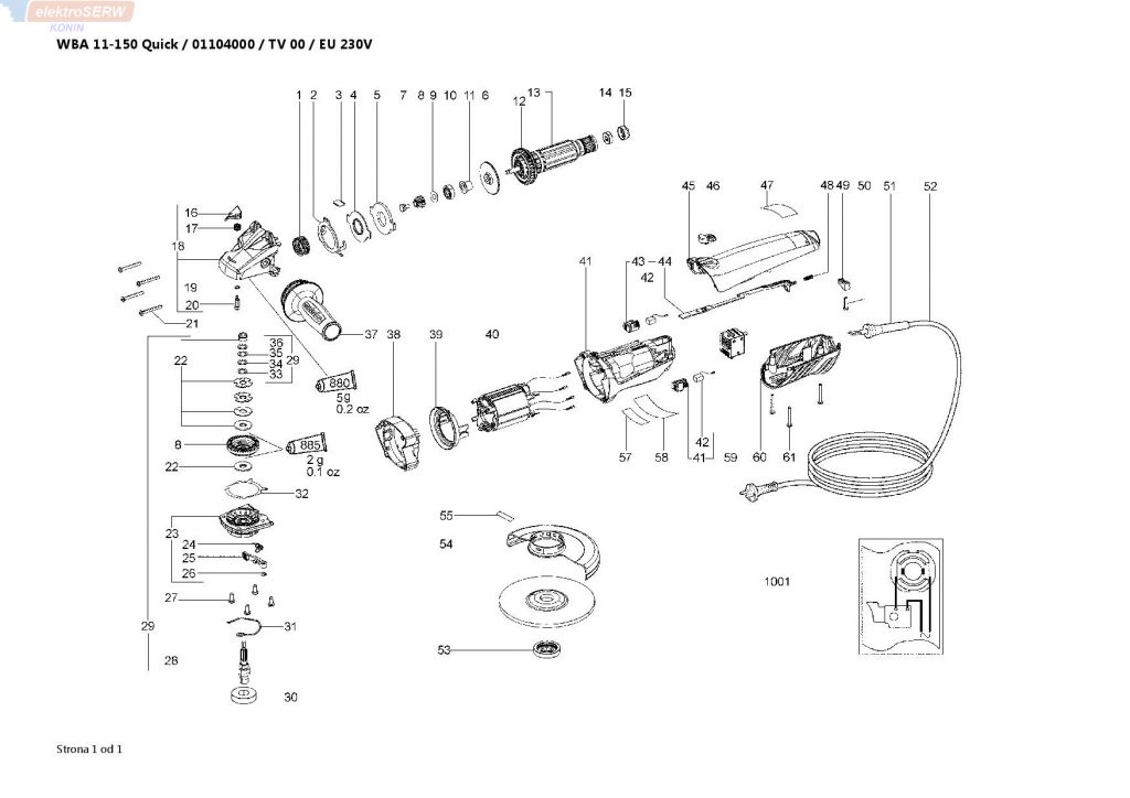 Metabo Wirnik szlifierki kątowej  WB 11-125 , WBA 11-125 , WB 11-150 , WBA 11-150 x 310009190