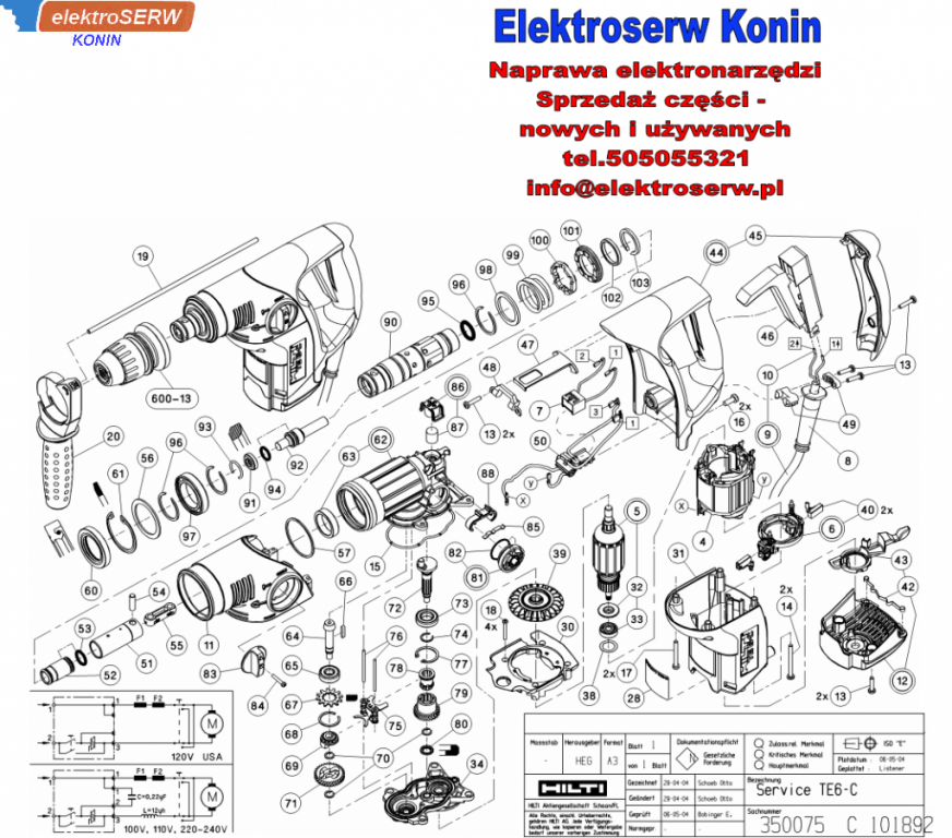 Hilti obudowa dolna do wiertarki TE 6-C, TE 6-S 343169