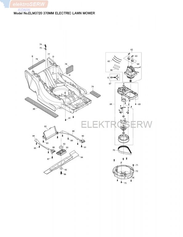 Nóż do kosiarki Makita ELM3720 37cm YA00000746