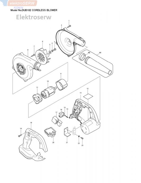 Makita obudowa silnika DUB182