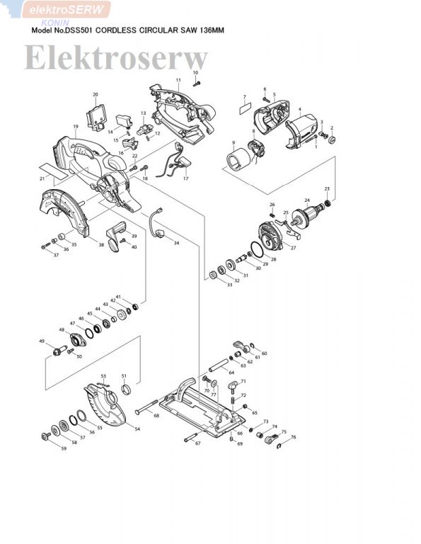 Makita DSS501 lista części