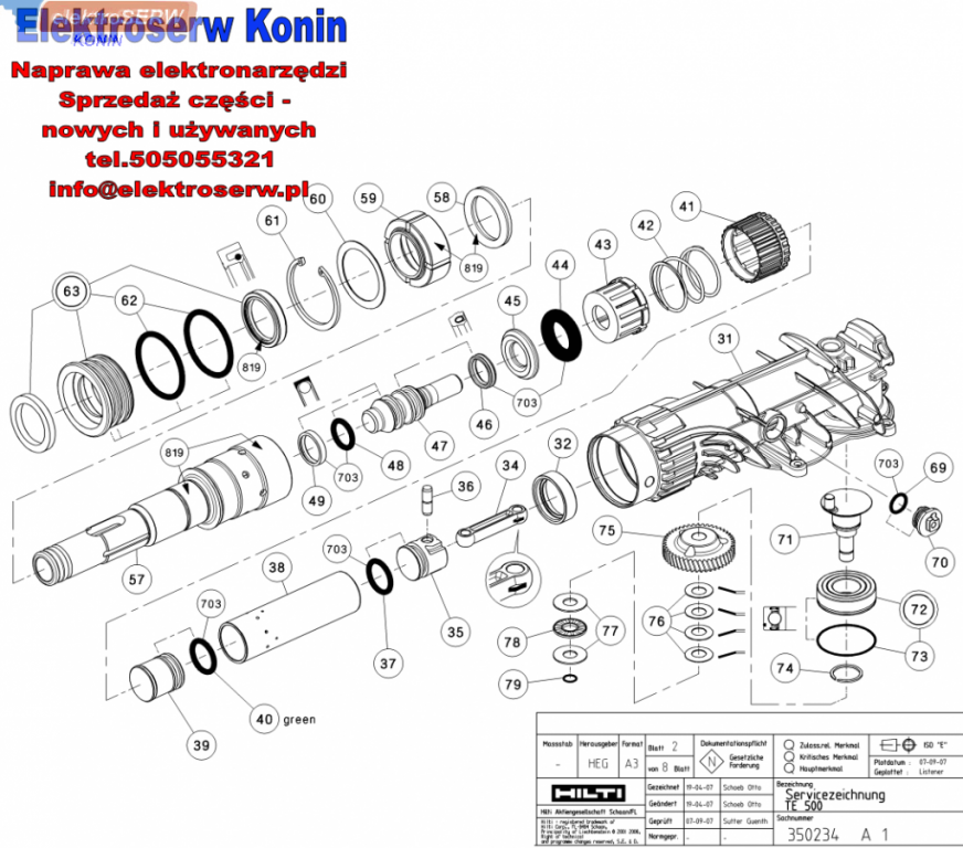 HILTI przełącznik funkcji pracy do młota TE 500 389968