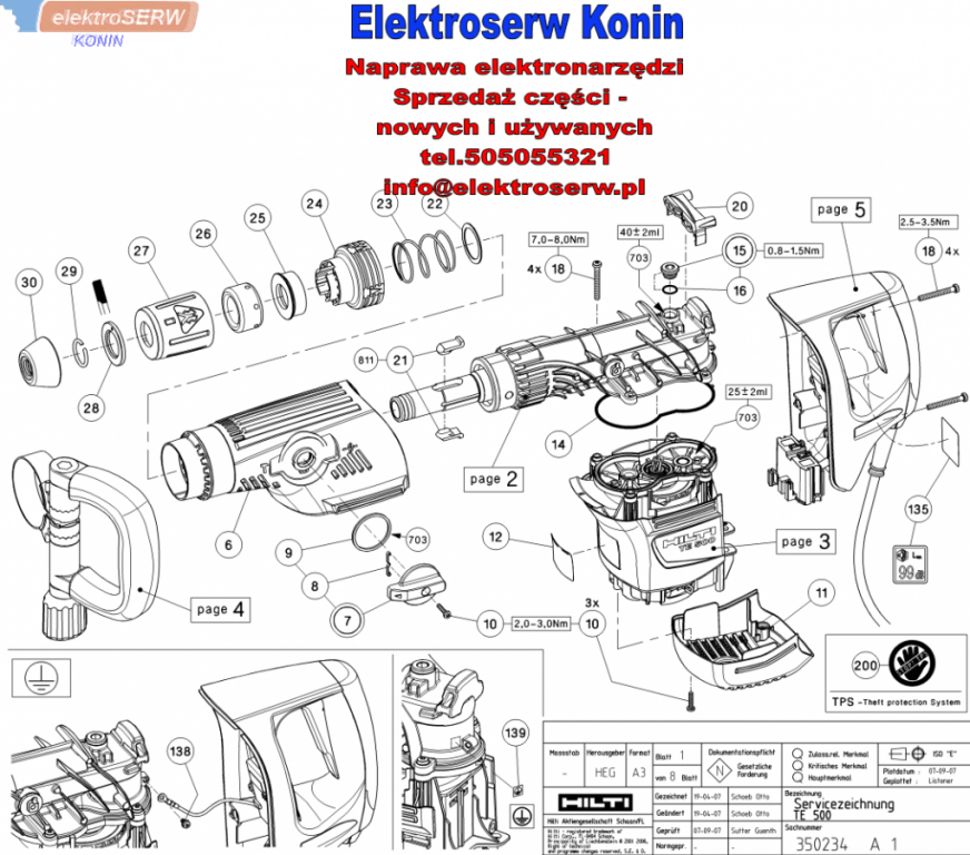 HILTI przełącznik funkcji pracy do młota TE 500 389968