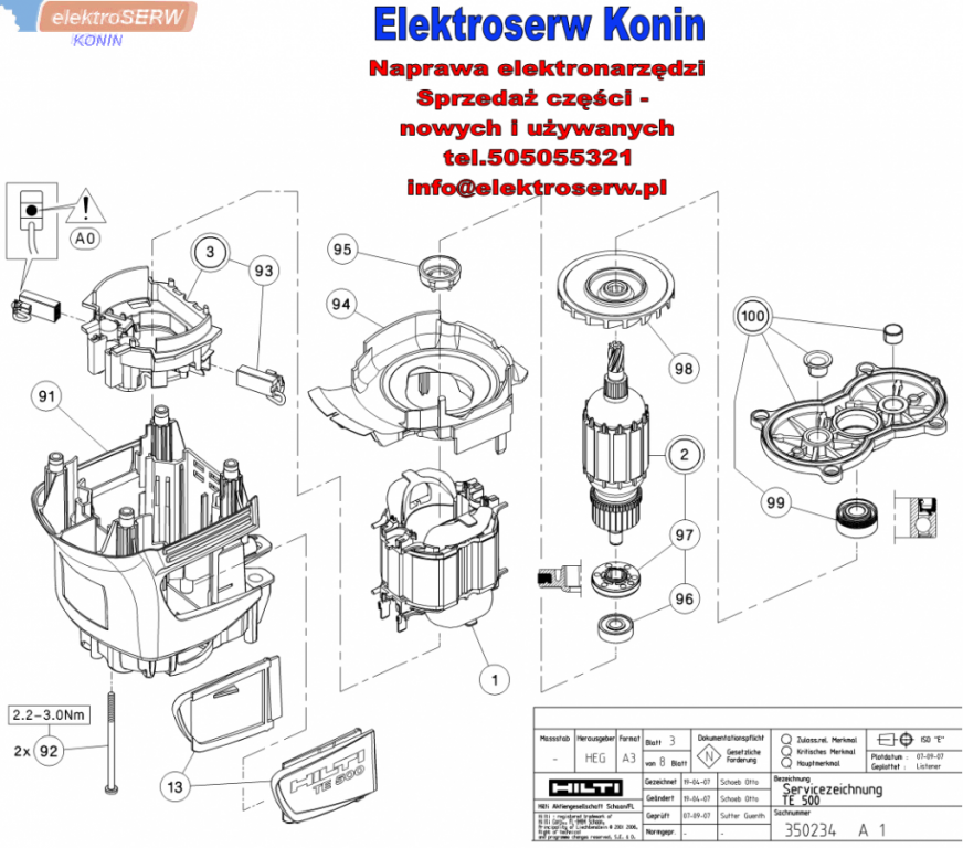 HILTI przełącznik funkcji pracy do młota TE 500 389968