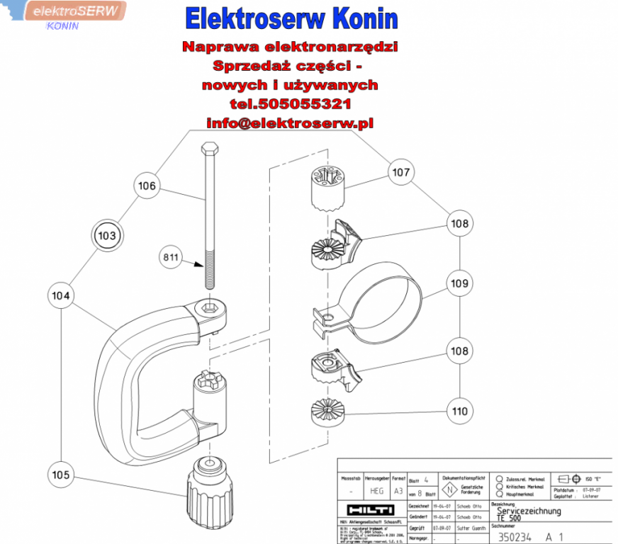 HILTI przełącznik funkcji pracy do młota TE 500 389968