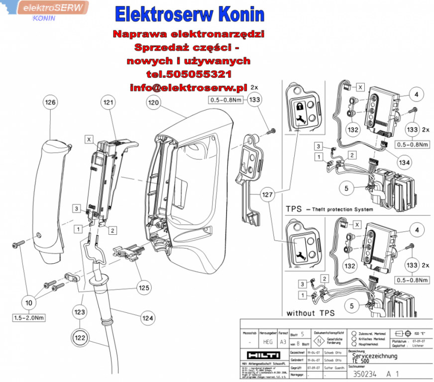 HILTI przełącznik funkcji pracy do młota TE 500 389968