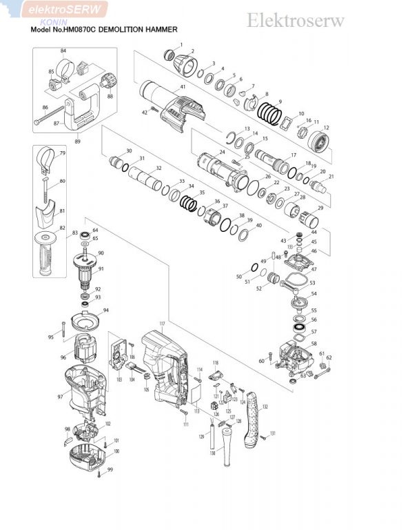 Makita schemat i lista części do młota udarowego HM0870C