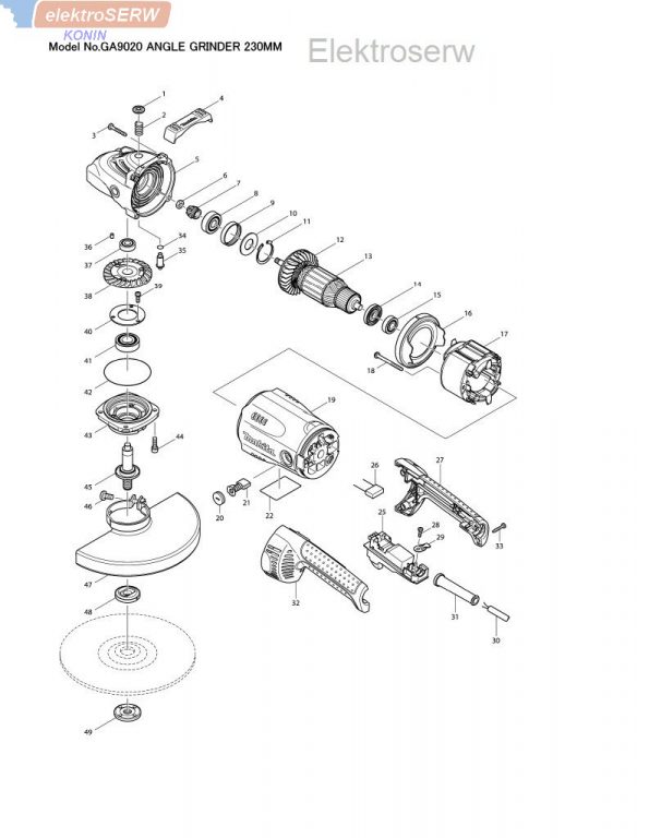MAKITA wirnik do szlifierki kątowej GA7020 GA7020S GA9020 GA9020S 517793-7