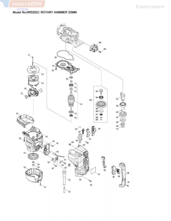 Makita wirnik 517898-3 do młota udarowo obrotowego HR5202C HR5212C + szczotki węglowe CB-175 195844-2