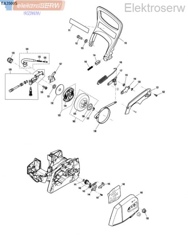 Makita schemat i lista części do pilarki łańcuchowej EA3500S