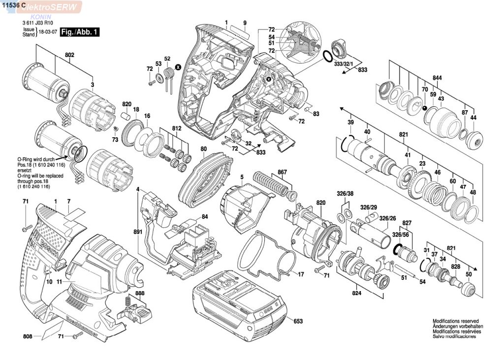 Bosch silnik prądu stałego 36V do młota udarowo-obrotowego 11536 C 1617000664