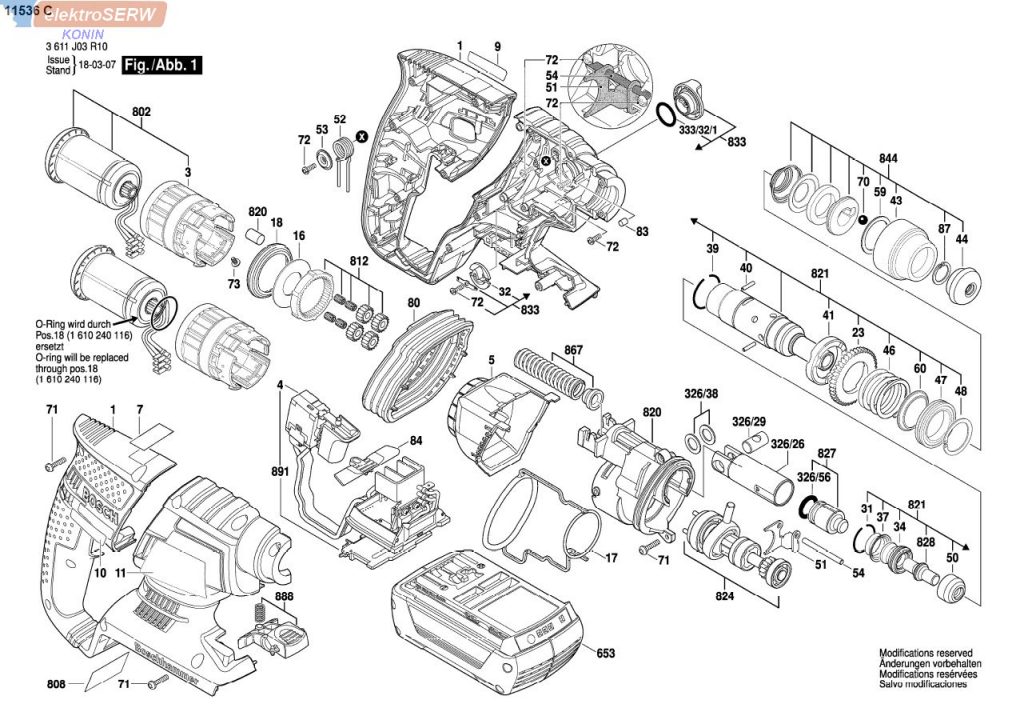 Bosch schemat i lista części do młota udarowo-obrotowego 11536 C