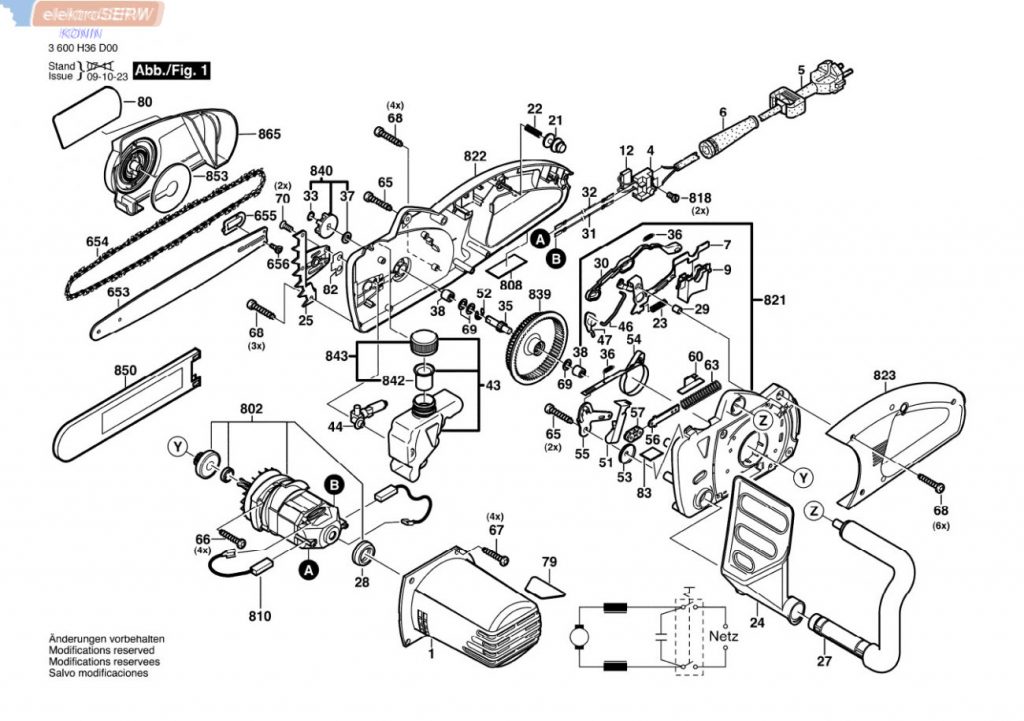 Bosch schemat i spis części do piły łańcuchowej AKE 30-19 S