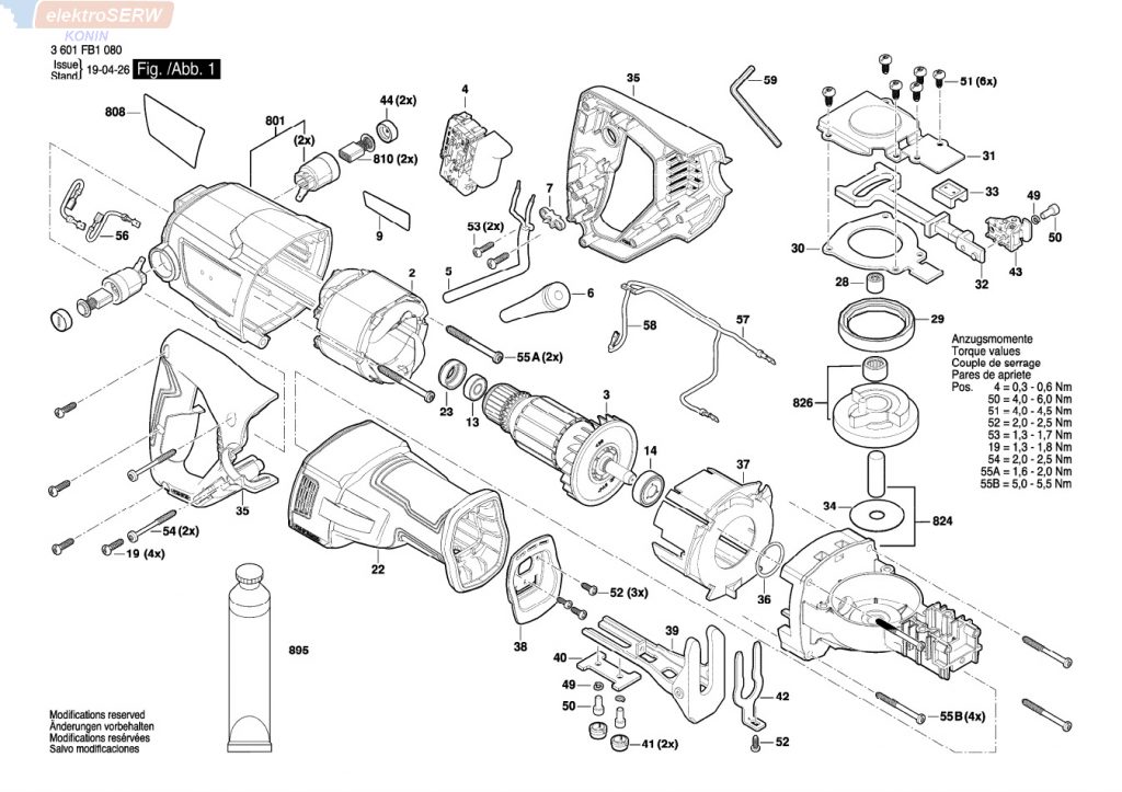 Bosch schemat i spis części do piły szablastej GSA 120