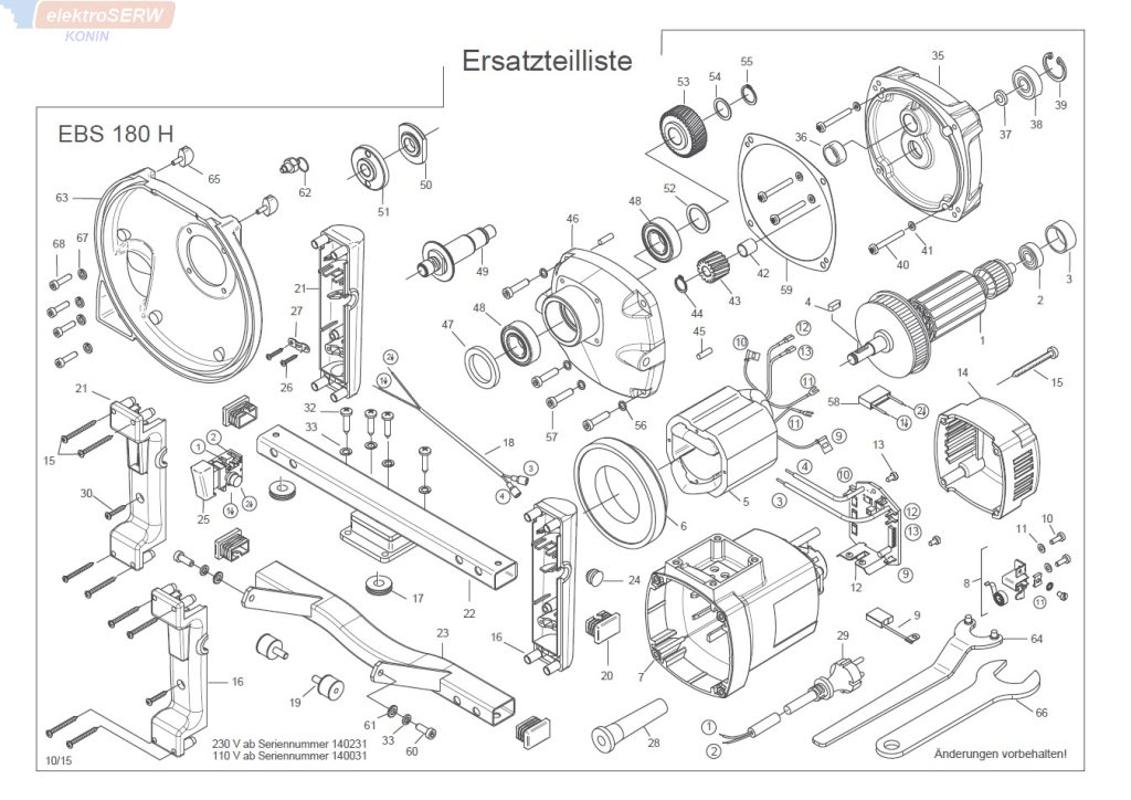 Eibenstock włącznik do szlifierki do betonu EBS 180 H  - 230 V 80600507