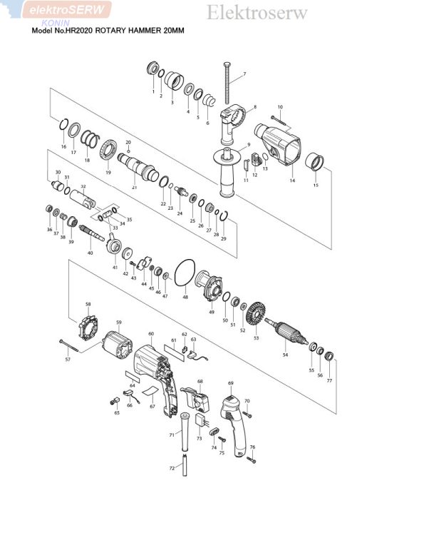 Makita włącznik TG813TLB-1 do młoto-wiertarki HR2440 HR2450 HR2020