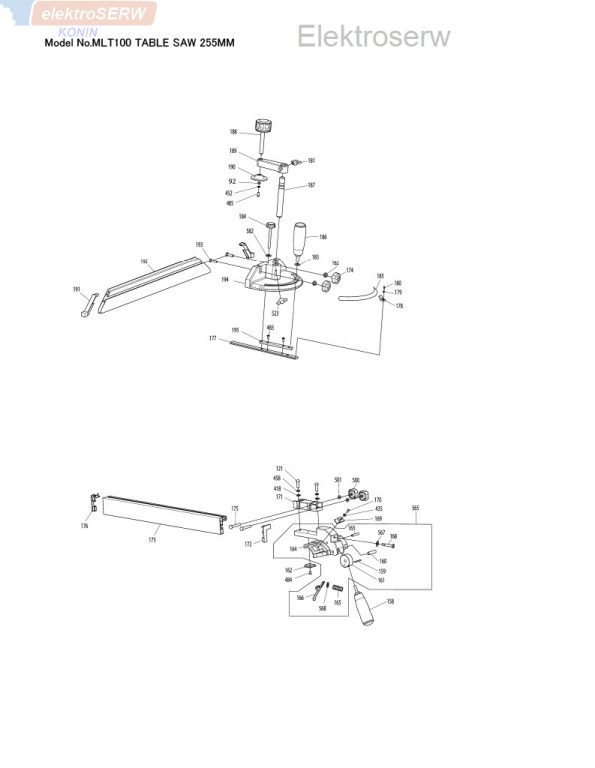 Makita osłona przednia stołu ze skalą do pilarki stołowej 260 mm MLT100