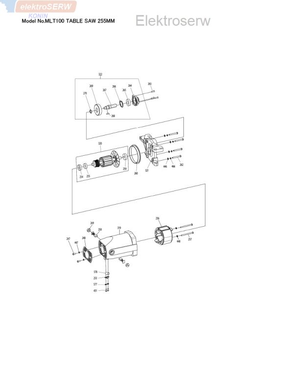 Makita osłona przednia stołu ze skalą do pilarki stołowej 260 mm MLT100