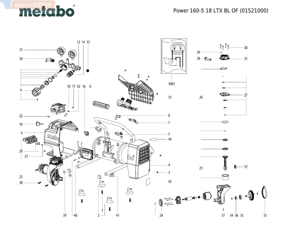 Metabo schemat i lista części do akumulatorowej sprężarki Power 160-5 18 LTX BL OF (01521000)