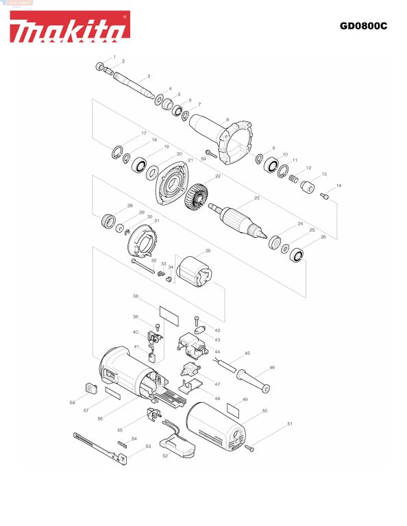 Makita tulejka zaciskowa ( z nakrętką ) 3mm do szlifierki prostej GD0800C