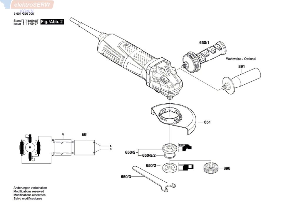 Bosch regulator prędkości obrotów do szlifierki kątowej GWS 17-125 CIE