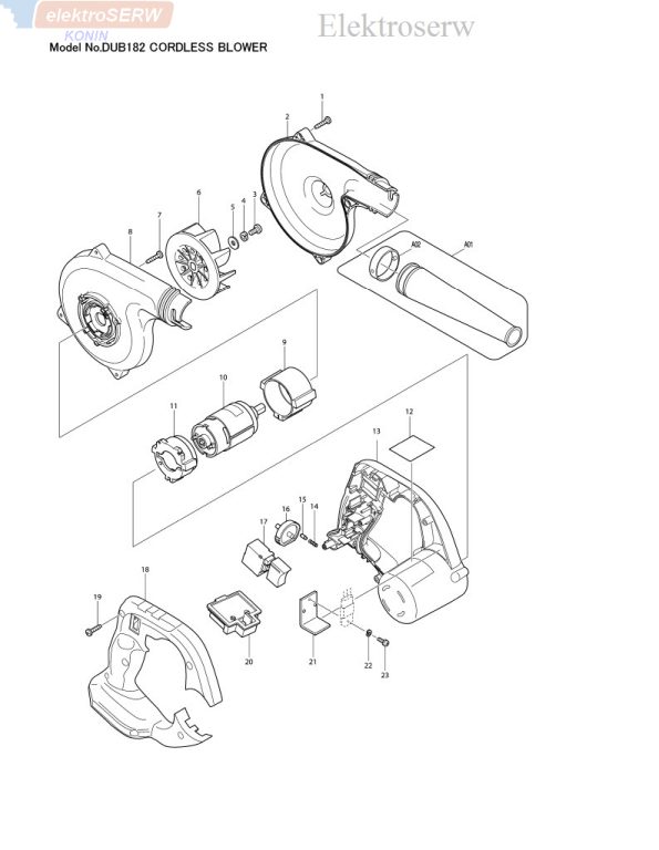Makita silnik do dmuchawy BUB182 DUB182