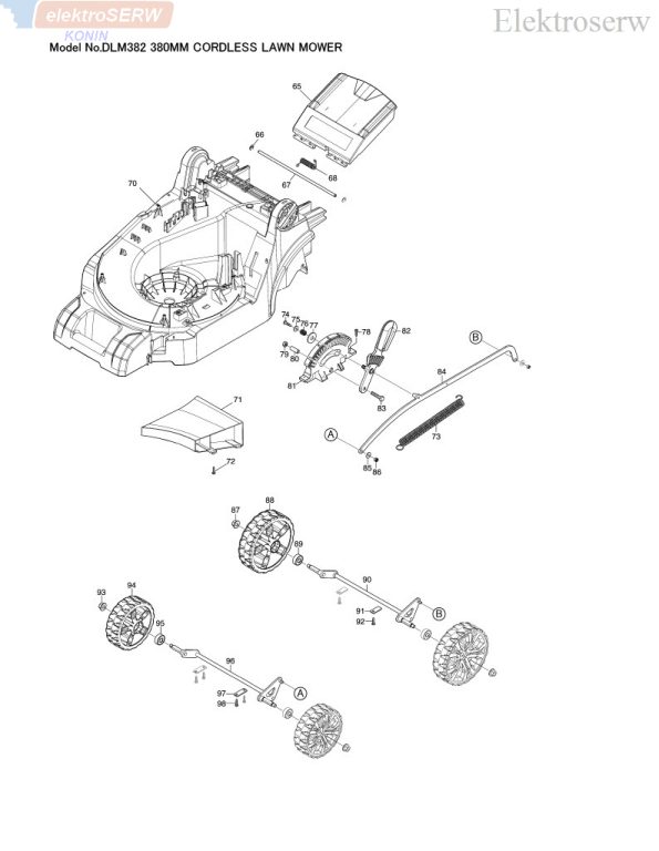 Makita oś tylna do kosiarki DLM382