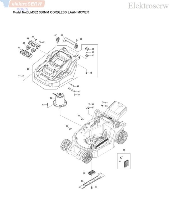 Makita oś tylna do kosiarki DLM382