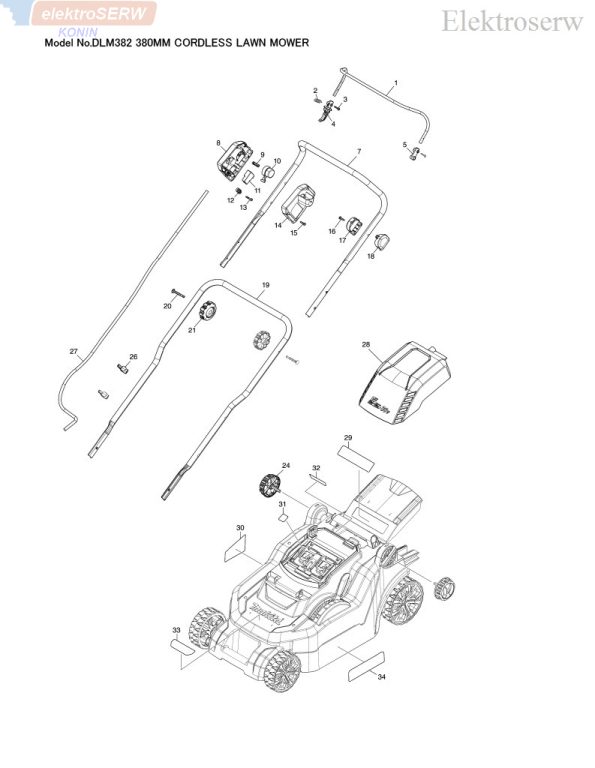 Makita oś tylna do kosiarki DLM382