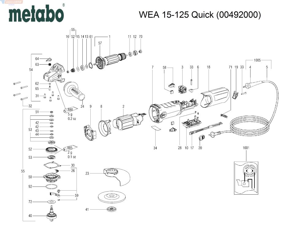Metabo używany włącznik do szlifierki WEA 15-125 Quick