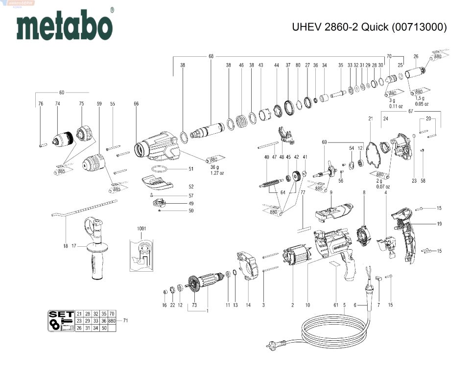 Metabo młotowiertarka UHEV 2860-2 Quick - (00713000)