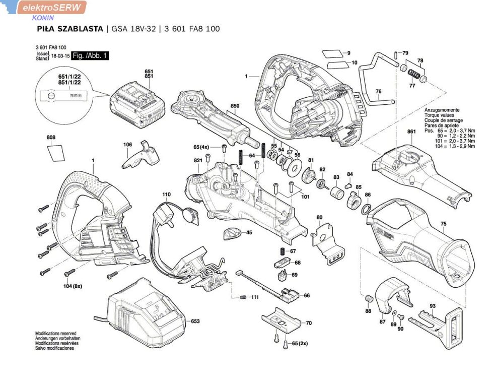 Bosch włącznik do GSA 18V-32