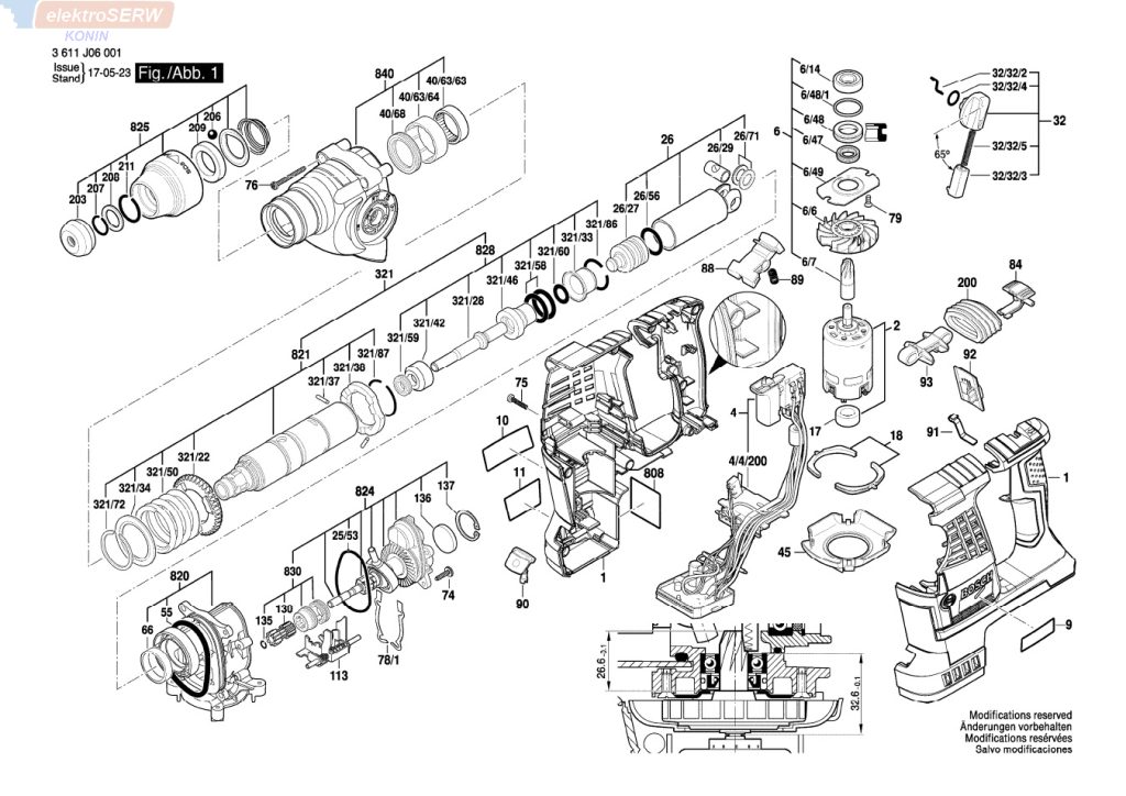 Bosch uchwyt narzędzia do młota GBH 36 V-LI Plus