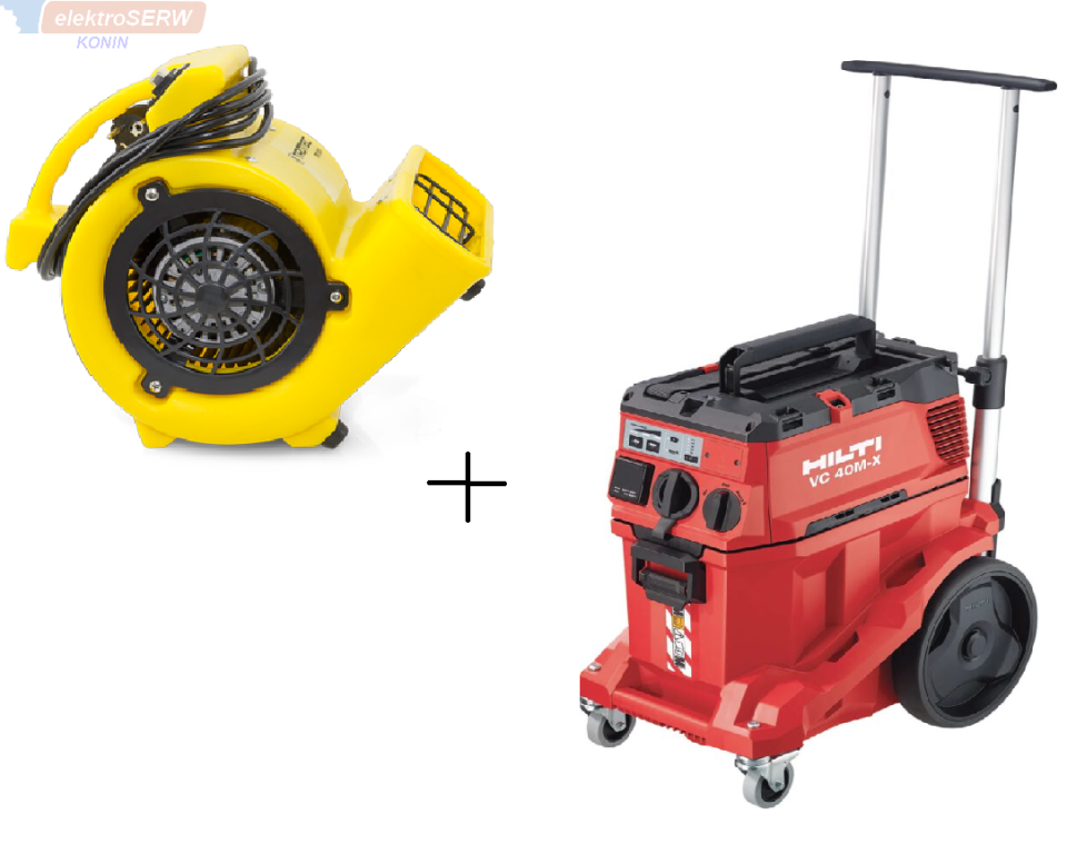Wypożyczalnia odkurzacza budowlanego Hilti VC 40M-X + Turbowentylatora TFV 10 S
