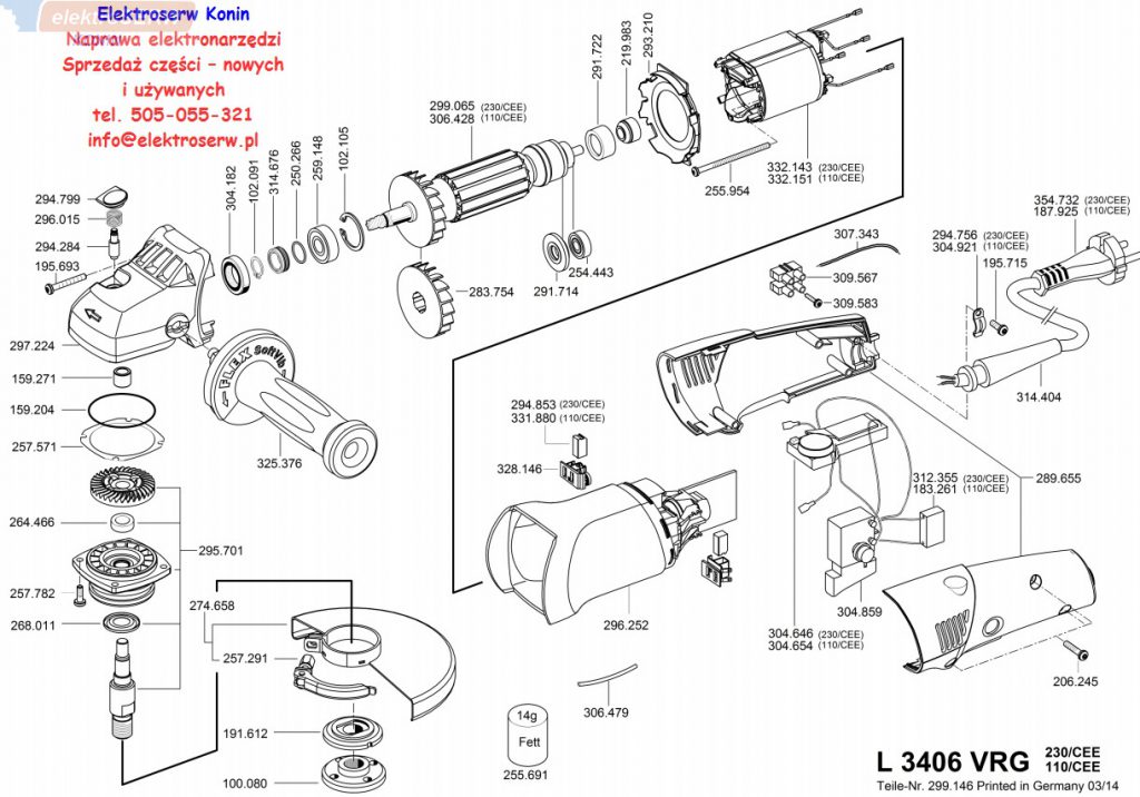 Flex części do szlifierki L 3406 VRG