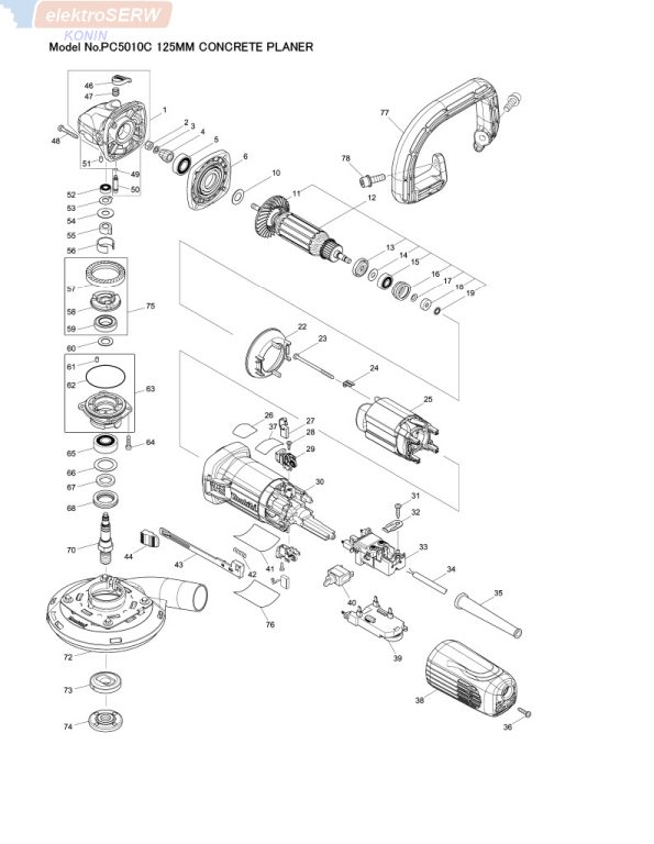 Makita rękojęść pętla / uchwyt pałąkowy do szlifierki do betonu PC5010C