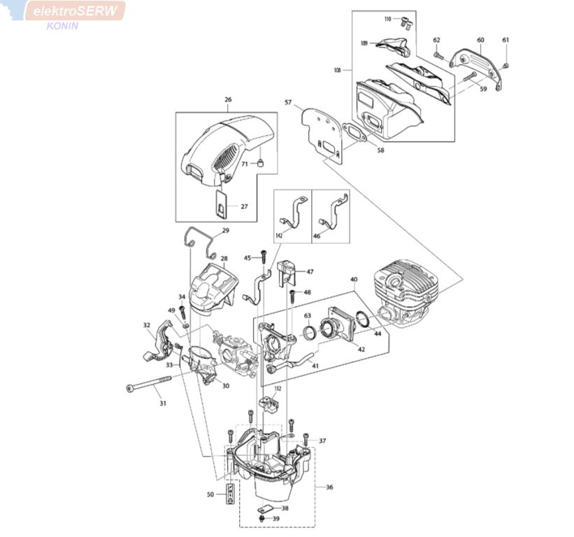 Makita filtr powietrza do piły pilarki łańcuchowej spalinowej DCS5121