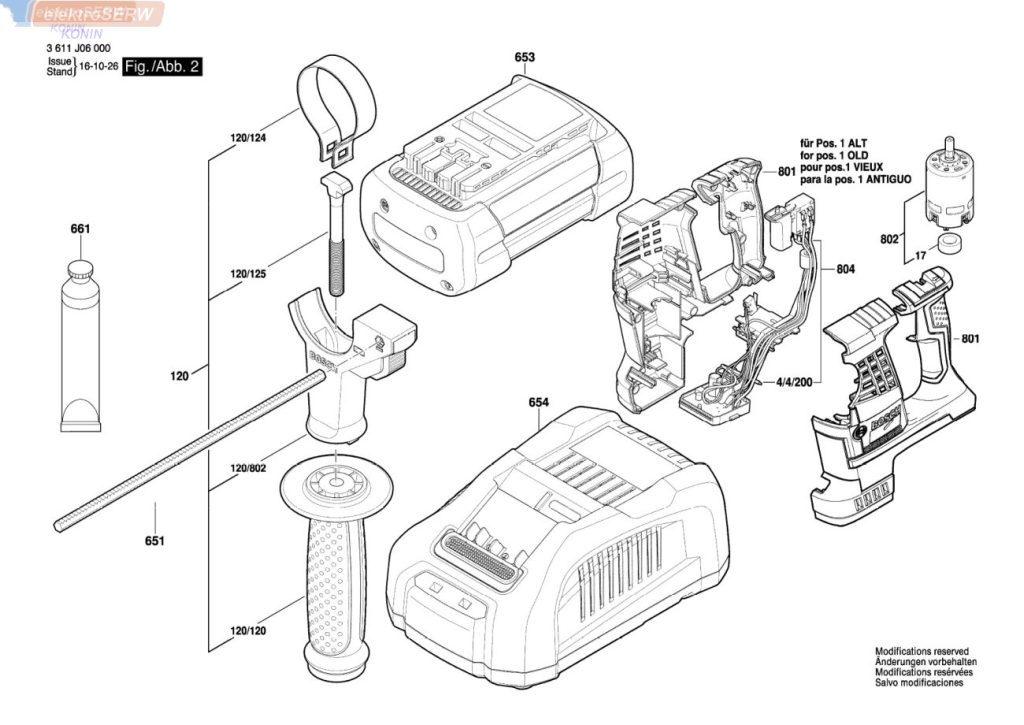 Bosch silnik prądu stałego do młota obrotowego GBH 36 V-LI Plus